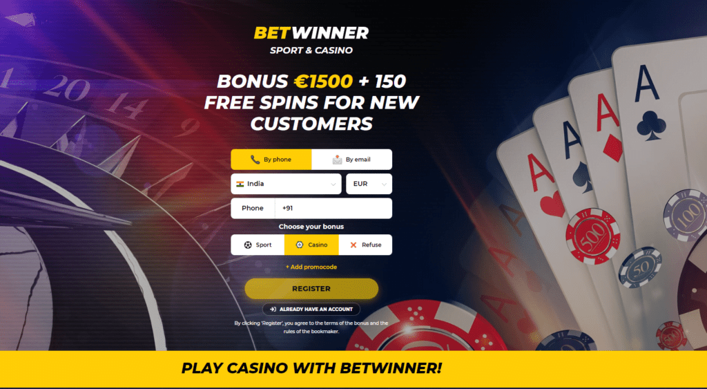 Betwinner Casino Depozit bonusi yo'q